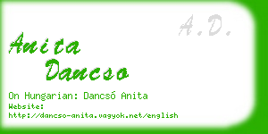 anita dancso business card